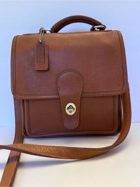 Coach Brown Leather Messenger Bag with Top Handle
